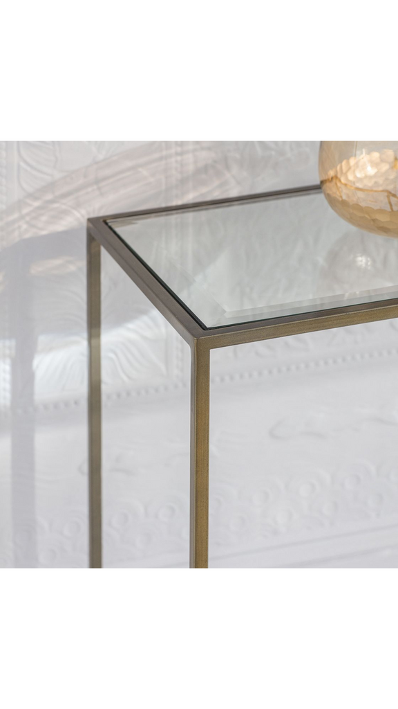 Bronze glass sales console table