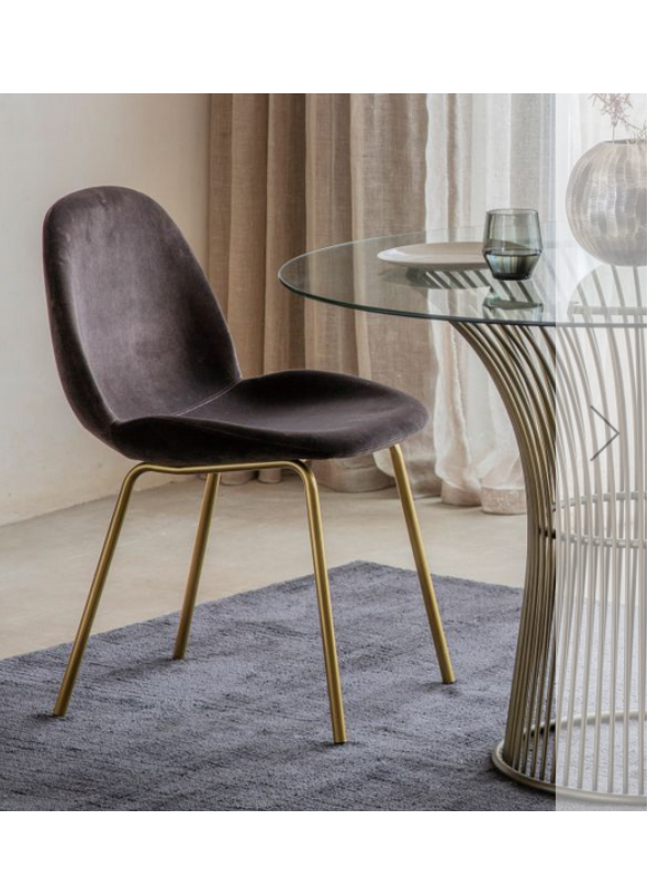 Set of 2 Brown Velvet Dining Chairs - Sample