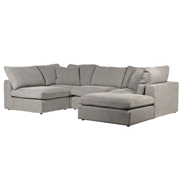 Grey modular sofa on a white background