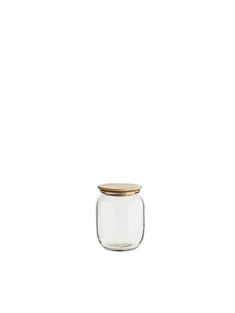 Glass Jar With Wooden Lid Medium