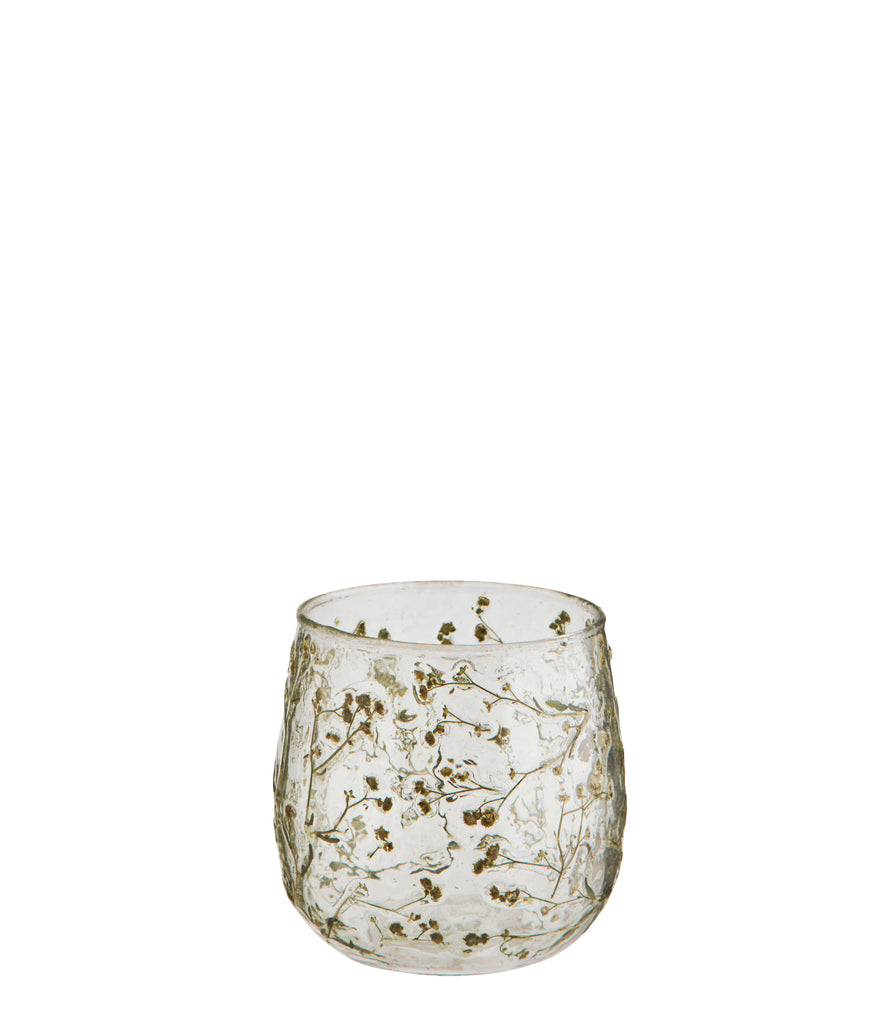 Glass Votive with Leaves