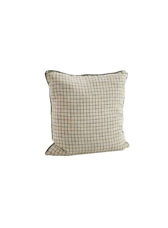 Checked Linen Cushion Cover - Eucalyptus