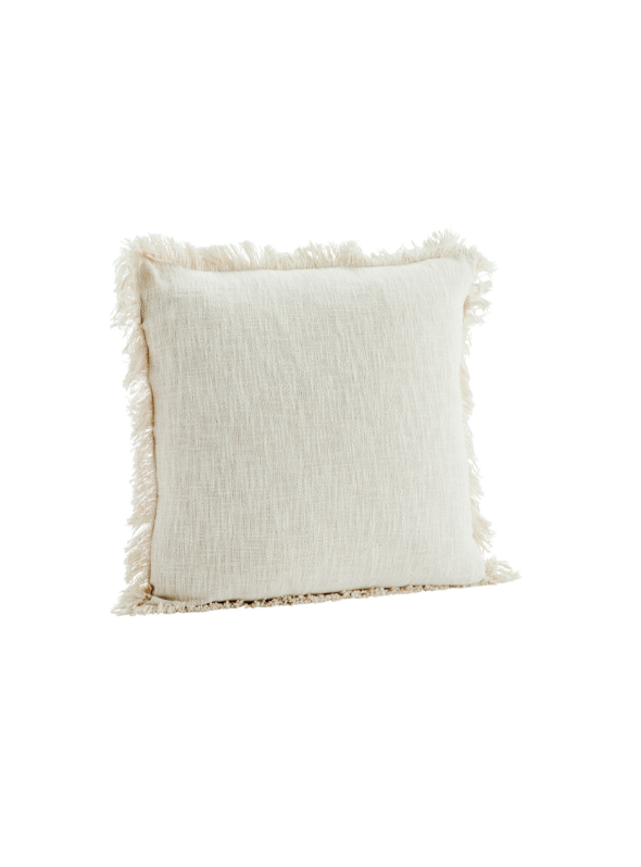 Cushion Cover with Fringes - Off White