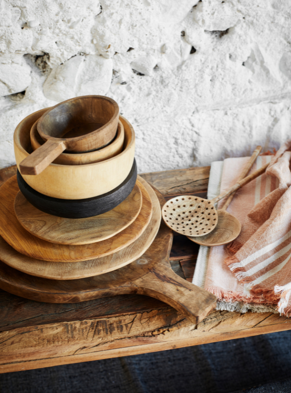 Wooden Salad Set With Bamboo