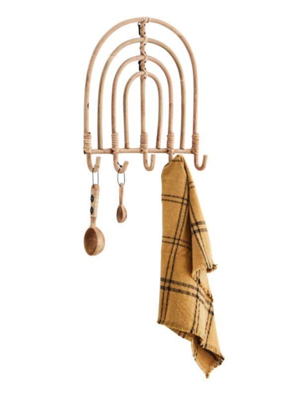 Arched Rattan Coat Rack