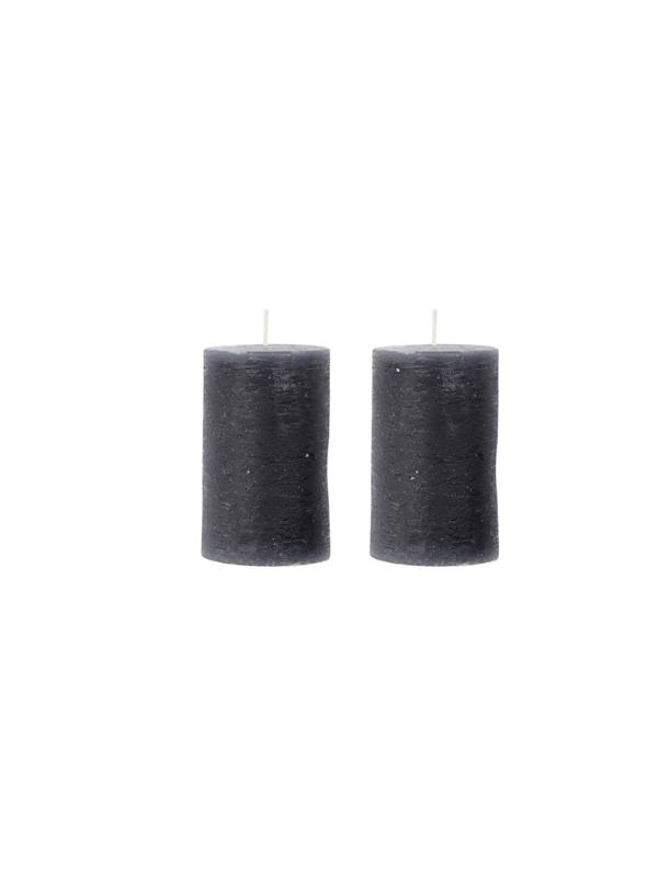 Set of Pillar Candles, Dark Grey