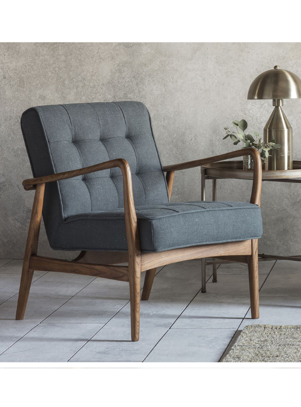 Amber Grey Linen Armchair