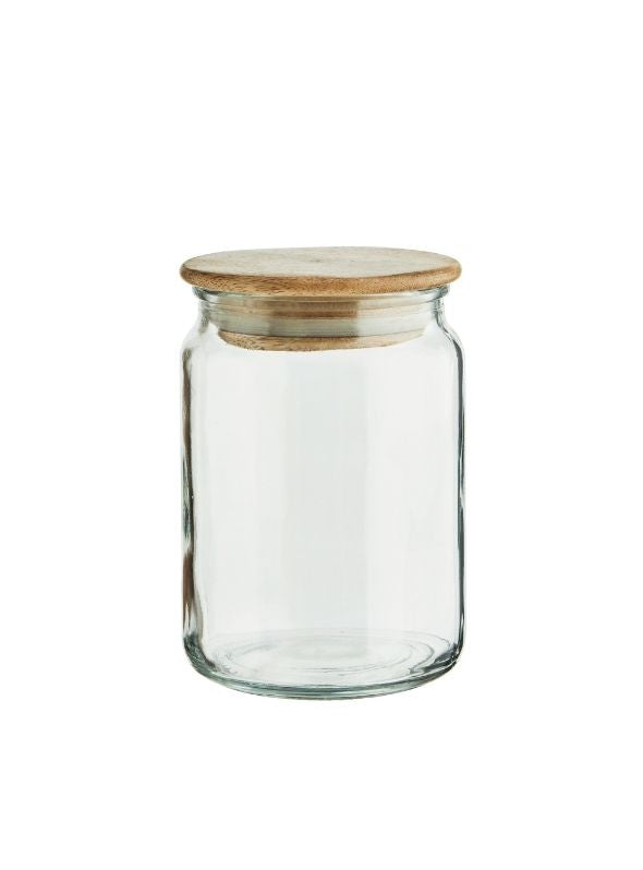 Glass Jar With Wooden Lid Tall