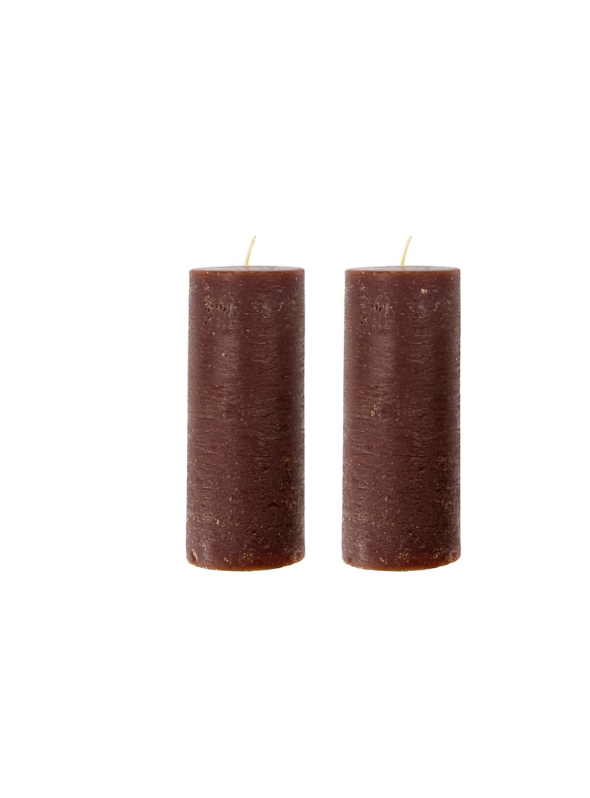 Set of Tall Pillar Candles, Cognac