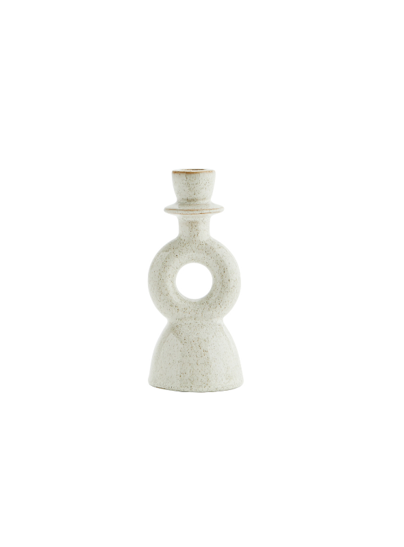 Stoneware Candle Holder White