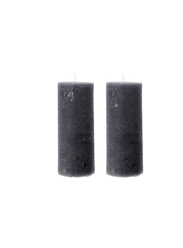 Set of Tall Pillar Candles, Dark Grey