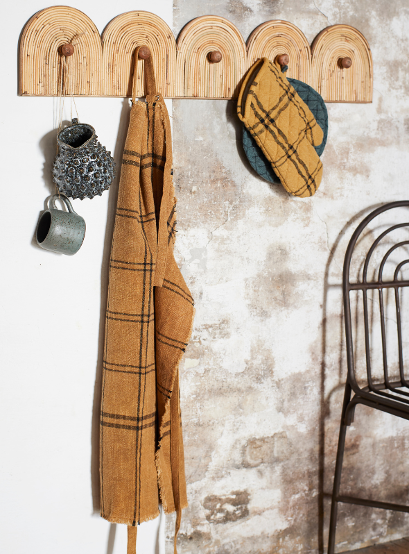 Checked Apron With Fringes