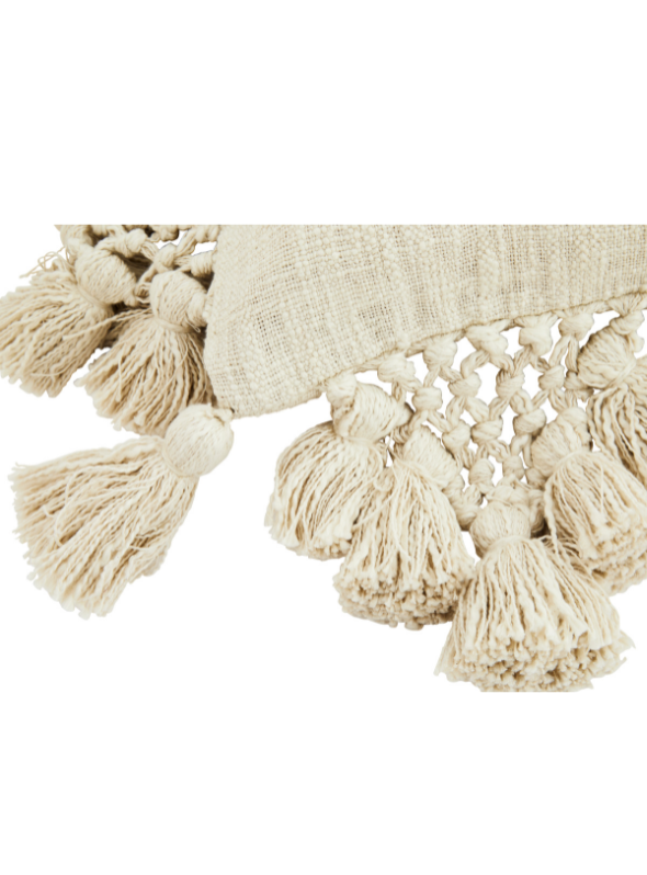 Ivory Cushion Cover with Tassels