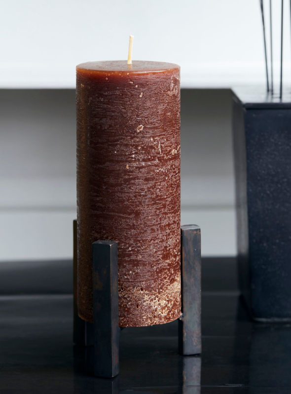 Set of Tall Pillar Candles, Cognac