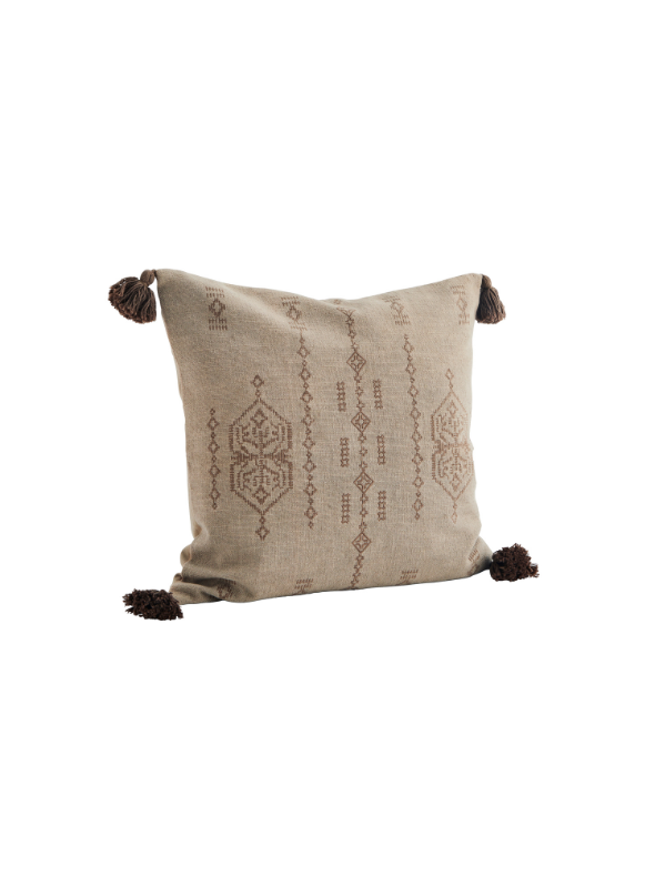 Embroidered Cushion Cover - Taupe