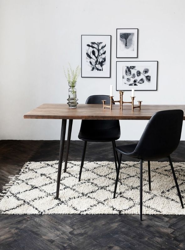 Kuba White & Black Rug