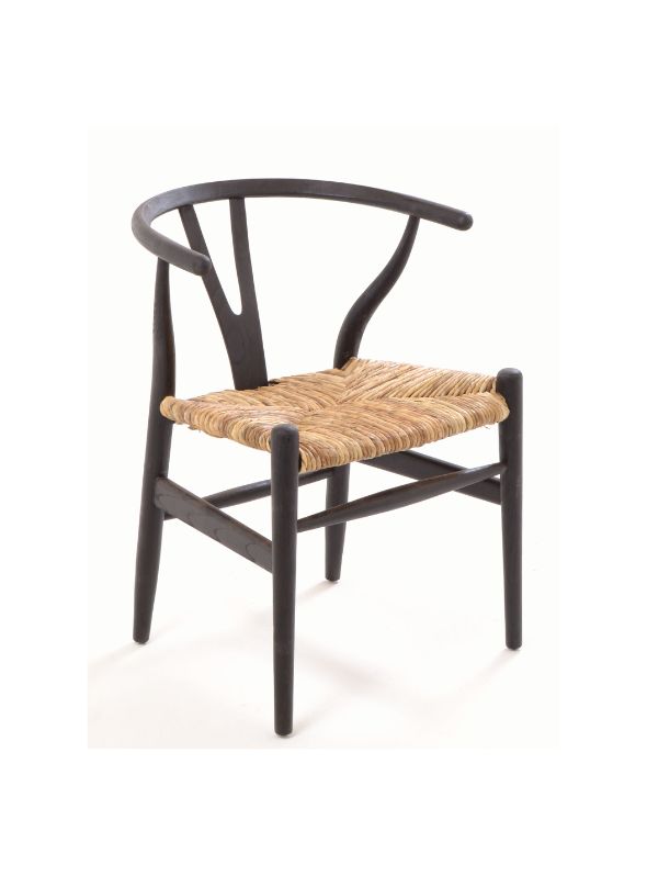 Shoreditch Dining Chair with Rush Seat - Black