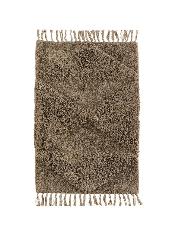 Tufted Cotton Bath Mat in Taupe