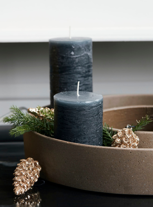 Set of Pillar Candles, Dark Grey