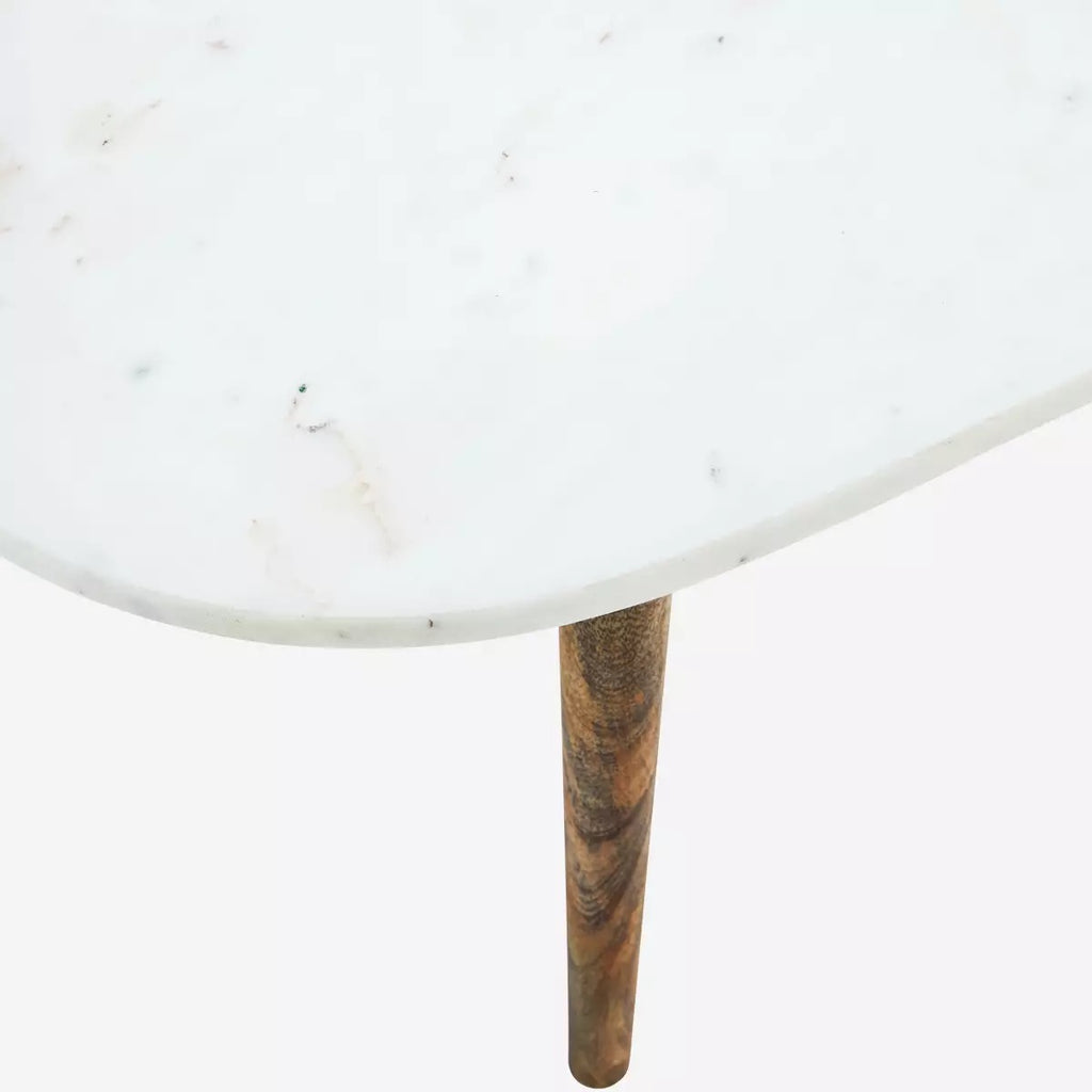 Marble Coffee Table with Wooden Legs