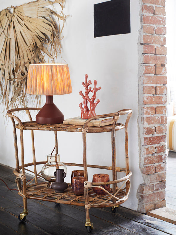 Iron Table Lamp with Rafia Shade