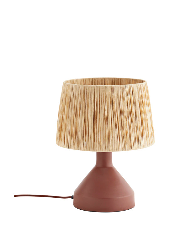 Iron Table Lamp with Rafia Shade